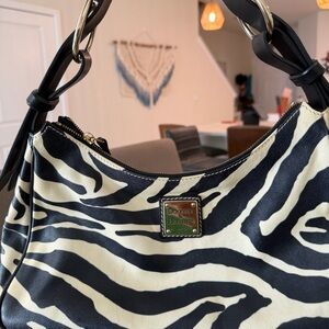 Dooney & Bourke Black and Cream Zebra Shoulder Bag